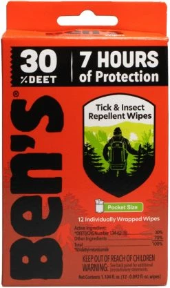 Ben's Insect Repellent Wipes - 30 Percent DEET - Package of 12