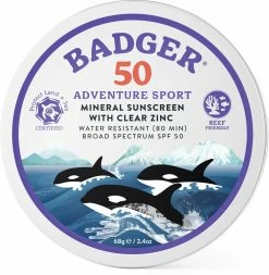 Badger SPF 50 Adventure Sport Mineral Sunscreen - 2.4 oz. Tin