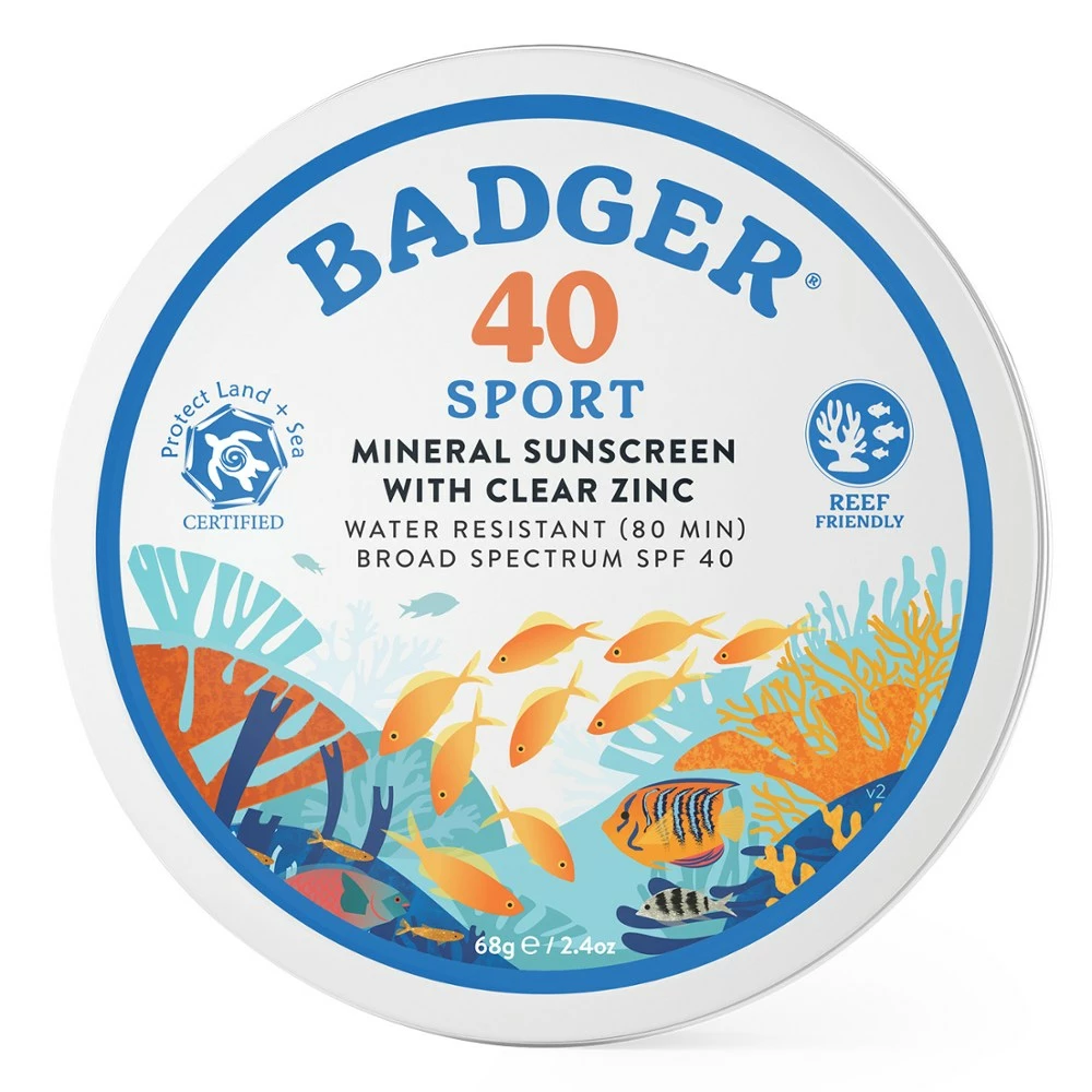 Badger SPF 40 Protect Land & Sea Clear Zinc Sunscreen Cream Tin - 2.4 oz. 1 Badger SPF 40 Protect Land & Sea Clear Zinc Sunscreen Cream Tin - 2.4 oz.