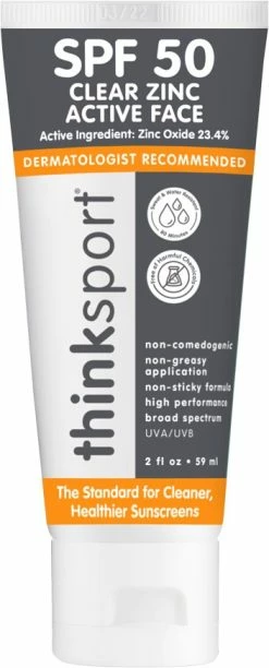 Thinksport Clear Zinc Active Face SPF 50 Sunscreen