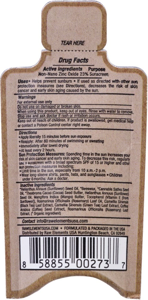 Raw Elements Natural Sunscreen SPF 30 - 0.16 fl. oz. 2 Raw Elements Natural Sunscreen SPF 30 - 0.16 fl. oz. - Image 2